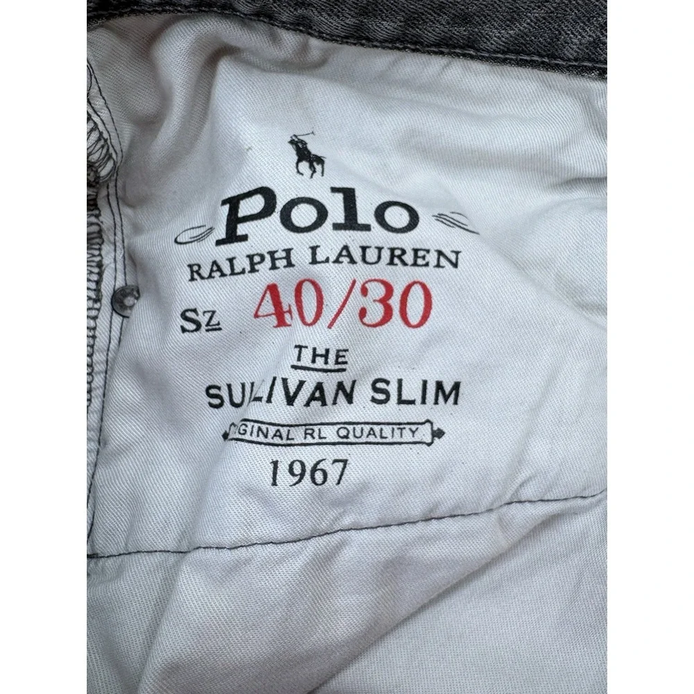 Polo Ralph Lauren Brennan Repaired Sullivan Slim Jeans Mens 40x30 Gray Rope Dyed